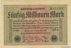 50 Millions Mark GERMANY  1923 P.109b XF