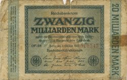 20 Milliards Mark GERMANY  1923 P.118a G