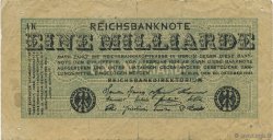 1 Milliard Mark GERMANY  1923 P.122 F