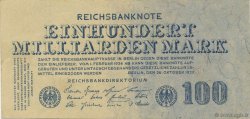 100 Milliards Mark GERMANY  1923 P.126 VF+