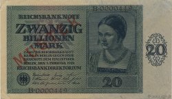 20 Billions Mark Spécimen GERMANY  1924 P.138s AU