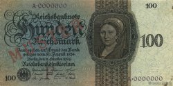 100 Reichsmark Spécimen DEUTSCHLAND  1924 P.178s fVZ