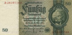 50 Reichsmark GERMANIA  1933 P.182a q.FDC