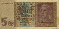 5 Reichsmark GERMANY  1942 P.186a VF