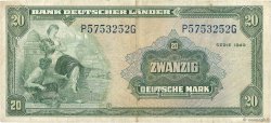 20 Deutsche Mark GERMAN FEDERAL REPUBLIC  1949 P.17a BB