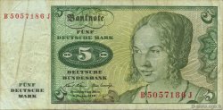 5 Deutsche Mark GERMAN FEDERAL REPUBLIC  1970 P.30a q.BB