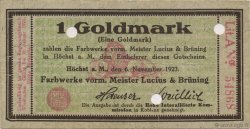 1 Goldmark ALLEMAGNE Hochst 1923 Mul.2525.1