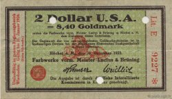 2 Dollar ALLEMAGNE Hochst 1923 Mul.2525.16 SUP