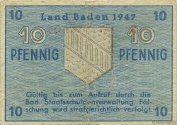 10 Pfennig ALEMANIA Baden 1947 PS.1002a BC+