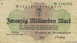 20 Milliards Mark GERMANY Berlin 1923  VF