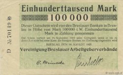 100000 Mark GERMANY Breslau 1923  VF