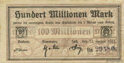 100 Millions Mark GERMANY Cochem-Simmern-Zell 1923  VF