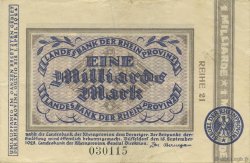 1 Milliard Mark GERMANY Düsseldorf 1923  VF