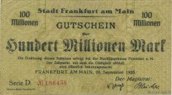 100 Millions Mark GERMANY Frankfurt Am Main 1923  VF