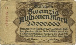 20 Millions Mark GERMANIA Hamborn Am Rhein 1923  q.MB