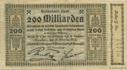200 Milliards Mark GERMANY Hamborn Am Rhein 1923  VF
