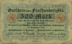 500 Mark DEUTSCHLAND Hannovre 1922  S