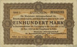 100 Mark GERMANY Köln 1922  VF