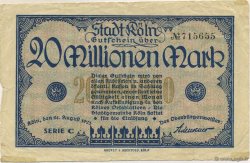 20 Millions Mark GERMANY Köln 1923  F+