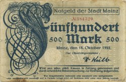 500 Mark DEUTSCHLAND Mainz-Mayence 1922  S