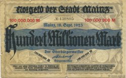 100 Millions Mark DEUTSCHLAND Mainz-Mayence 1923 