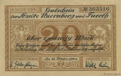 20 Mark DEUTSCHLAND Nuernberg & Fuerth 1918  SS