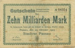 10 Milliards Mark ALLEMAGNE Passau 1923  TB+