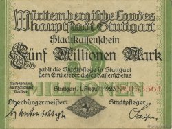 5 Millions Mark GERMANY Stuttgart 1923  VF