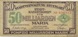 50 Milliards Mark GERMANY Stuttgart 1923  F+