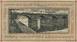 100 Million Mark GERMANIA Trier - Trèves 1923  SPL