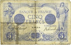5 Francs BLEU FRANKREICH  1913 F.02.21 SGE