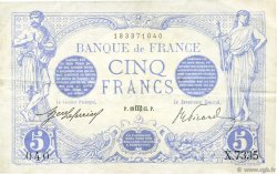5 Francs BLEU FRANKREICH  1915 F.02.30 fVZ