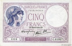 5 Francs FEMME CASQUÉE modifié FRANCE  1939 F.04.07 XF
