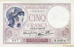 5 Francs FEMME CASQUÉE modifié FRANCIA  1939 F.04.10 EBC