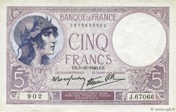 5 Francs FEMME CASQUÉE modifié FRANCIA  1940 F.04.16 EBC