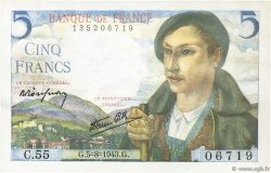5 Francs BERGER FRANKREICH  1943 F.05.03 VZ+