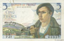 5 Francs BERGER FRANKREICH  1943 F.05.03 fVZ