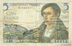 5 Francs BERGER FRANKREICH  1943 F.05.04 fSS
