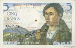 5 Francs BERGER FRANCE  1943 F.05.05 VF