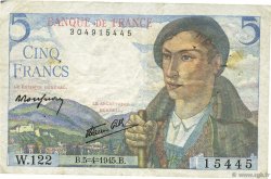 5 Francs BERGER FRANCE  1945 F.05.06 VF