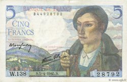5 Francs BERGER FRANKREICH  1945 F.05.06