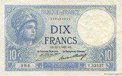 10 Francs MINERVE FRANCE  1927 F.06.12 XF-