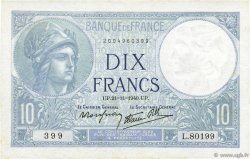 10 Francs MINERVE modifié FRANCIA  1940 F.07.21 SPL