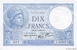 10 Francs MINERVE modifié FRANKREICH  1941 F.07.26 fST+