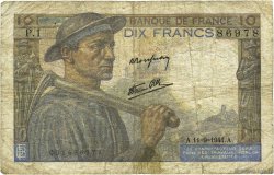 10 Francs MINEUR FRANCE  1941 F.08.01 G