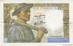 10 Francs MINEUR FRANCE  1943 F.08.08 TTB+
