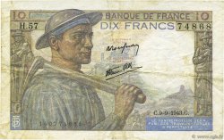 10 Francs MINEUR FRANCE  1943 F.08.09 TB