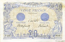20 Francs BLEU FRANKREICH  1906 F.10.01 VZ