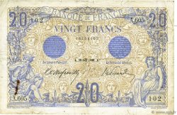 20 Francs BLEU FRANKREICH  1906 F.10.01 S