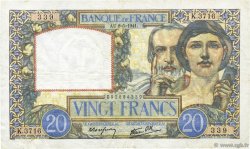 20 Francs TRAVAIL ET SCIENCE FRANCE  1941 F.12.14 VF